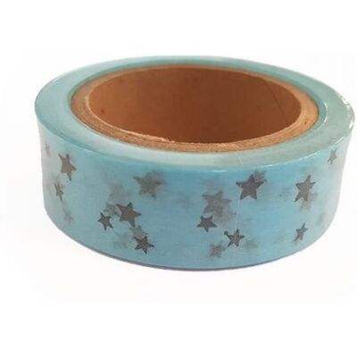 Rayher Niebieska Taśma Washi - Srebrne Gwiazdy - 15 m x 15 mm Rayher Niebieska Taśma Washi - Srebrne Gwiazdy - 15 m x 15 mm