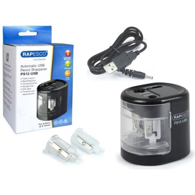 Temperówka elektryczna USB Rapesco na 2 grubości pudrowy czarny Temperówka elektryczna USB Rapesco na 2 grubości pudrowy czarny