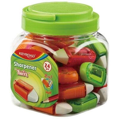 Keyroad Temperówka plastikowa z gumką Twist pojed. (24szt) Keyroad Temperówka plastikowa z gumką Twist pojed. (24szt)