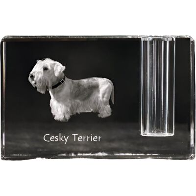 Terier czeski, Cesky Terrier - stojak na długopis, kryształowy organizer ze zdjęciem psa, unikatowa ozdoba biurka marki Art-Dog Terier czeski, Cesky Terrier - stojak na długopis, kryształowy organizer ze zdjęciem psa, unikatowa ozdoba biurka marki Art-Dog