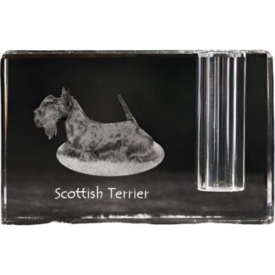 Terier szkocki, Aberdeen Terrier - stojak na długopis, kryształowy organizer ze zdjęciem psa, unikatowa ozdoba biurka marki Art-Dog Terier szkocki, Aberdeen Terrier - stojak na długopis, kryształowy organizer ze zdjęciem psa, unikatowa ozdoba biurka marki Art-Dog