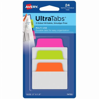 Ultra Tabs Samoprzylepne Zakładki Indeksujące Kolorowe Neonowe 50,8x38, 24szt.Avery Zweckform Ultra Tabs Samoprzylepne Zakładki Indeksujące Kolorowe Neonowe 50,8x38, 24szt.Avery Zweckform