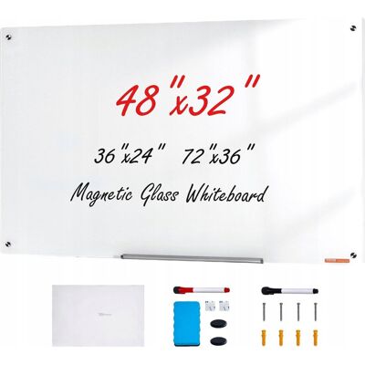 Vevor Magnetyczna Szklana Tablica Suchościeralna 120x80 Cm Premium Biała Vevor Magnetyczna Szklana Tablica Suchościeralna 120x80 Cm Premium Biała