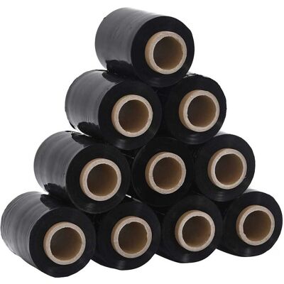vidaXL Folie stretch 10 szt. Czarne 23 µm 10 cm x 300 m vidaXL Folie stretch 10 szt. Czarne 23 µm 10 cm x 300 m