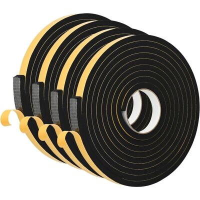 vidaXL Taśma samoprzylepna z pianki 4 pcs Czarny 15mm x 5m Pianka CR vidaXL Taśma samoprzylepna z pianki 4 pcs Czarny 15mm x 5m Pianka CR