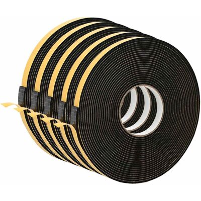 vidaXL Taśma samoprzylepna z pianki 5 pcs Czarny 10mm x 10m Pianka CR vidaXL Taśma samoprzylepna z pianki 5 pcs Czarny 10mm x 10m Pianka CR