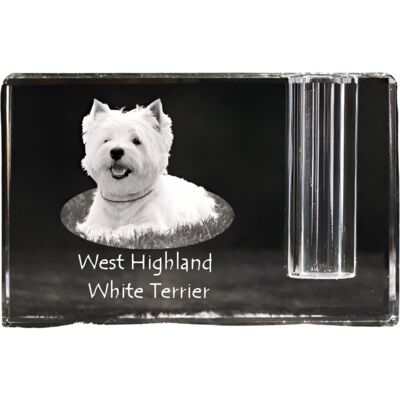 West Highland White Terrier, Westie - stojak na długopis, kryształowy organizer ze zdjęciem psa, unikatowa ozdoba biurka marki Art-Dog West Highland White Terrier, Westie - stojak na długopis, kryształowy organizer ze zdjęciem psa, unikatowa ozdoba biurka marki Art-Dog