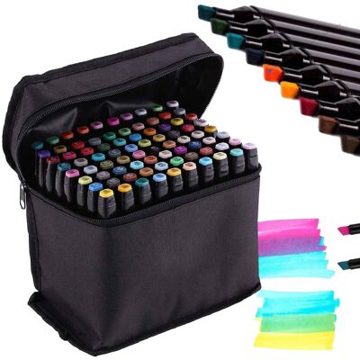 WKS, Markery Dwustronne Alkoholowe 120szt + Etui WKS, Markery Dwustronne Alkoholowe 120szt + Etui