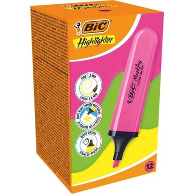 Zakreślacz Highlighter różowy neon (12szt) BIC Zakreślacz Highlighter różowy neon (12szt) BIC