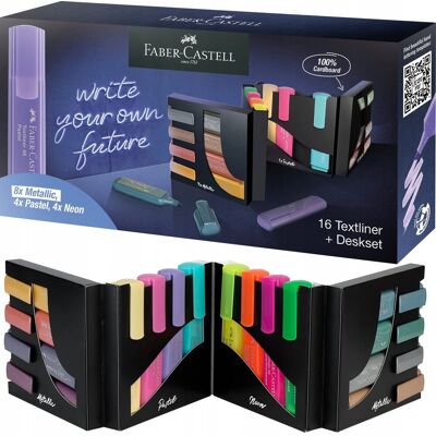 Zakreślacze Faber-Castell, 16 kolorów w kartonowym prezenterze na biurko Zakreślacze Faber-Castell, 16 kolorów w kartonowym prezenterze na biurko
