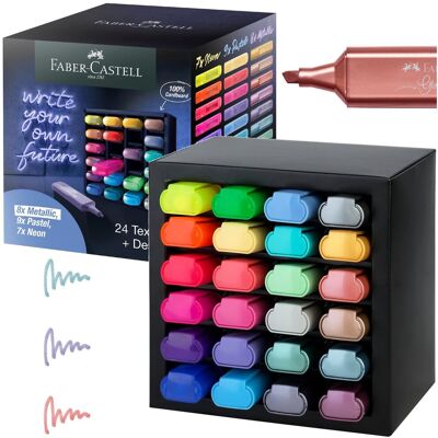 Zakreślacze Faber-Castell, 24 kolory w kartonowym prezenterze na biurko Zakreślacze Faber-Castell, 24 kolory w kartonowym prezenterze na biurko