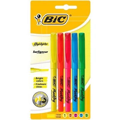 Zakreślacze Neonowe Flamaster Pisak 5 Szt Bic Zakreślacze Neonowe Flamaster Pisak 5 Szt Bic