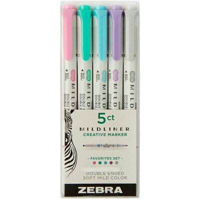 Zakreślacze Zestaw Favorites Zebra Mildliner 5 kolorów Zakreślacze Zestaw Favorites Zebra Mildliner 5 kolorów