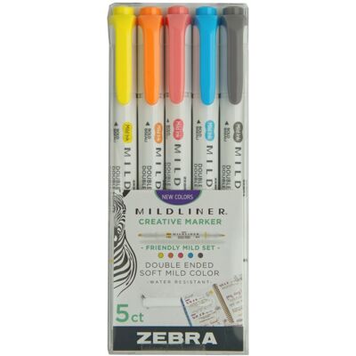 Zakreślacze Zestaw Friendly Zebra Mildliner 5 kolorów Zakreślacze Zestaw Friendly Zebra Mildliner 5 kolorów