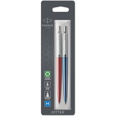 Zestaw długopisów Parker. Jotter Duo długopis Royal Niebieski Gel CT + długopis Kensington Czerwony CT 2033154 Zestaw długopisów Parker. Jotter Duo długopis Royal Niebieski Gel CT + długopis Kensington Czerwony CT 2033154