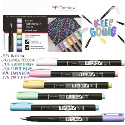 Zestaw Do Kaligrafii Pastelowy Tombow Flamastry 6 Szt. Fudenosuke Brush Pen Zestaw Do Kaligrafii Pastelowy Tombow Flamastry 6 Szt. Fudenosuke Brush Pen