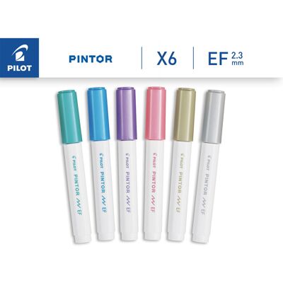 Zestaw markerów dekoracyjnych z farbą, metalicznych, 6 sztuk, Pilot Pintor F Mix Kolorów Zestaw markerów dekoracyjnych z farbą, metalicznych, 6 sztuk, Pilot Pintor F Mix Kolorów