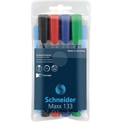Zestaw Markerów Uniwersalnych Schneider Maxx 133, 1-4 Mm, 4 Szt., Pudełko Z Zawieszką, Mix Kolorów Zestaw Markerów Uniwersalnych Schneider Maxx 133, 1-4 Mm, 4 Szt., Pudełko Z Zawieszką, Mix Kolorów