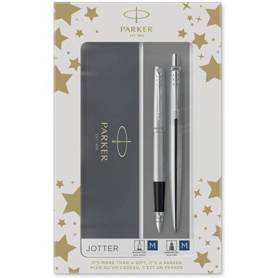 Zestaw Parker Pióro Wieczne + Długopis Jotter Stainless Steel CT 2093258 Zestaw Parker Pióro Wieczne + Długopis Jotter Stainless Steel CT 2093258