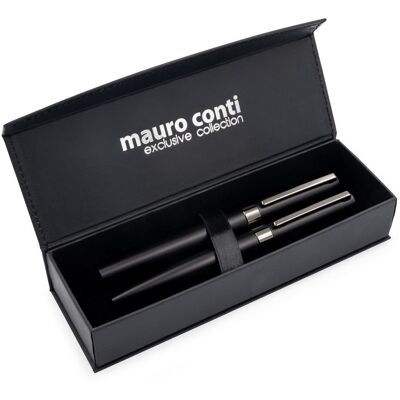 HelloShop Zestaw piśmienny Mauro Conti, długopis i pióro kulkowe Wirr, Czarny HelloShop Zestaw piśmienny Mauro Conti, długopis i pióro kulkowe Wirr, Czarny