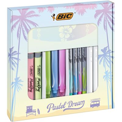 Zestaw przyborów piśmienniczych, BIC Pastel Dream Box, 15 sztuk Zestaw przyborów piśmienniczych, BIC Pastel Dream Box, 15 sztuk