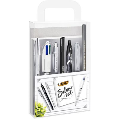 Zestaw przyborów piśmienniczych, BIC Silver set, 7 sztuk Zestaw przyborów piśmienniczych, BIC Silver set, 7 sztuk
