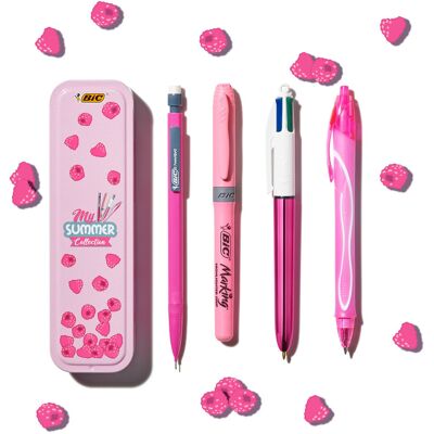 Zestaw przyborów piśmienniczych, BIC Summer Pink, 4 sztuki Zestaw przyborów piśmienniczych, BIC Summer Pink, 4 sztuki