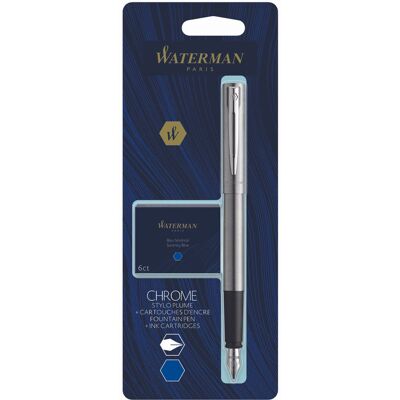Zestaw Waterman Pióro wieczne Allure Chrome + 6 niebieskich naboi - 2135211 Zestaw Waterman Pióro wieczne Allure Chrome + 6 niebieskich naboi - 2135211