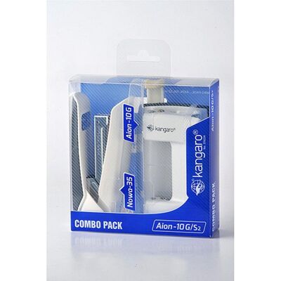 Kangaro Zestaw Zszywacz Nowa-35 + Dziurkacz Aion-10g, Pudełko Z Zawieszką, Biały Kangaro Zestaw Zszywacz Nowa-35 + Dziurkacz Aion-10g, Pudełko Z Zawieszką, Biały