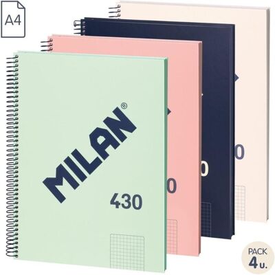 Milan Zeszyt na spirali A4/80K kratka 1918 mix (4szt) Milan Zeszyt na spirali A4/80K kratka 1918 mix (4szt)