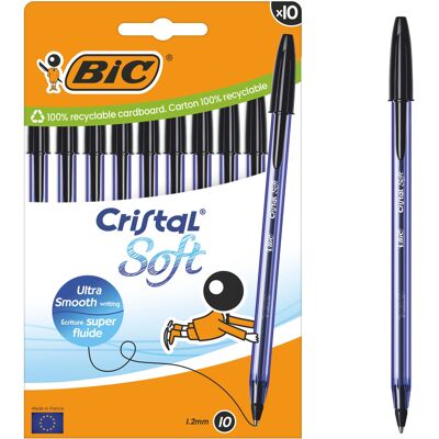 Bic Crystal Soft Długopis Kulkowy Średnia Końcówka (12 Mm) - Czarny Opakowanie 10 Szt Bic Crystal Soft Długopis Kulkowy Średnia Końcówka (12 Mm) - Czarny Opakowanie 10 Szt