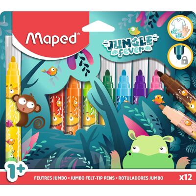Maped Jumbo Jungle Fever Flamastry Maxi Dla Dzieci Od 1 Roku, 12 Szt Maped Jumbo Jungle Fever Flamastry Maxi Dla Dzieci Od 1 Roku, 12 Szt