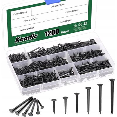 Inny producent Pinezki 1200 Sztuk Różne Rozmiary Gwoździe Szpilki Obuwnicze Mocne Czarne Inny producent Pinezki 1200 Sztuk Różne Rozmiary Gwoździe Szpilki Obuwnicze Mocne Czarne