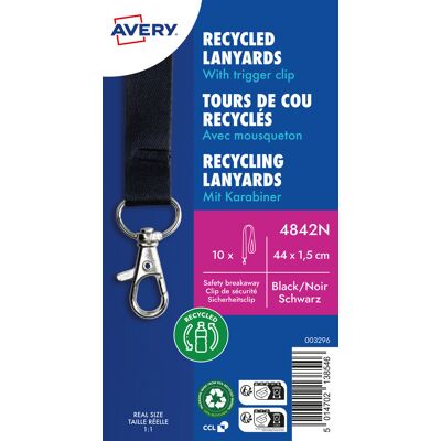Smycz Do Identyfikatora Avery Zweckform, Pet Z Recyklingu, 15x440mm, 10 Sztuk, Czarny Smycz Do Identyfikatora Avery Zweckform, Pet Z Recyklingu, 15x440mm, 10 Sztuk, Czarny