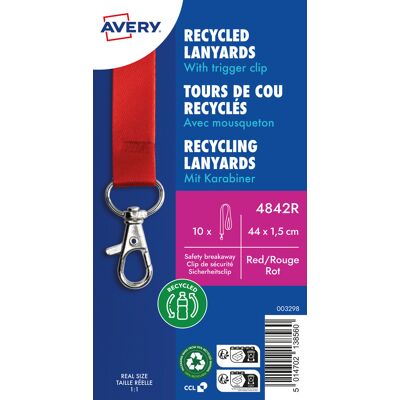 Smycz Do Identyfikatora Avery Zweckform, Pet Z Recyklingu, 15x440mm, 10 Sztuk, Czerwony Smycz Do Identyfikatora Avery Zweckform, Pet Z Recyklingu, 15x440mm, 10 Sztuk, Czerwony