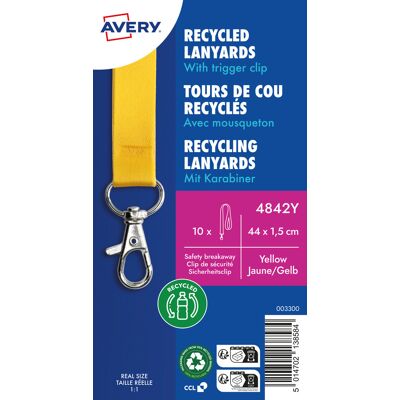Smycz Do Identyfikatora Avery Zweckform, Pet Z Recyklingu, 15x440mm, 10 Sztuk, Żółty Smycz Do Identyfikatora Avery Zweckform, Pet Z Recyklingu, 15x440mm, 10 Sztuk, Żółty