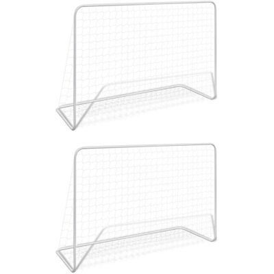 VMP Bramki piłkarskie z siatkami, 2 szt. 182x61x122 cm, stal, białe VMP Bramki piłkarskie z siatkami, 2 szt. 182x61x122 cm, stal, białe