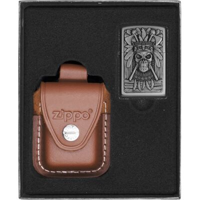 Zestaw Zippo Zapalniczka Indian Skull Prezentowy No4 Zestaw Zippo Zapalniczka Indian Skull Prezentowy No4