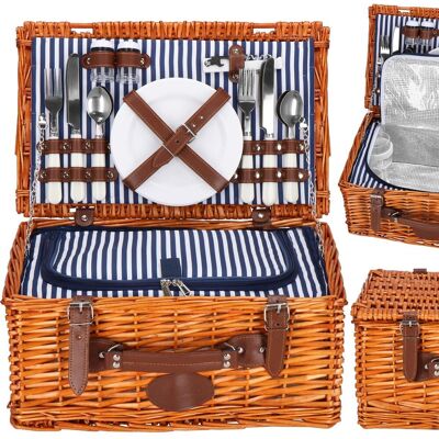 Springos Kosz Piknikowy Dla 4 Osób Z Wyposażeniem, Zamykany, 42x27x20 Cm Wiklinowy, Brązowy Springos Kosz Piknikowy Dla 4 Osób Z Wyposażeniem, Zamykany, 42x27x20 Cm Wiklinowy, Brązowy