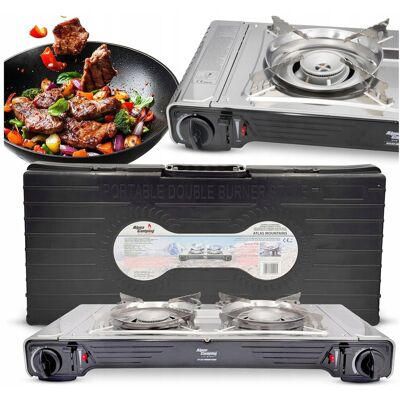 KUCHENKA TURYSTYCZNA DWUPALNIKOWA NA KARTUSZ GRILL ALPEN CAMPING + WALIZKA KUCHENKA TURYSTYCZNA DWUPALNIKOWA NA KARTUSZ GRILL ALPEN CAMPING + WALIZKA