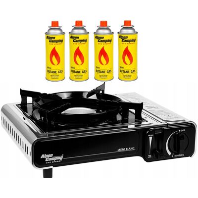 Alpen Camping Kuchenka Turystyczna Kempingowa Gazowa 2200W +4× Kartusz gazowy 400 ml Alpen Camping Kuchenka Turystyczna Kempingowa Gazowa 2200W +4× Kartusz gazowy 400 ml