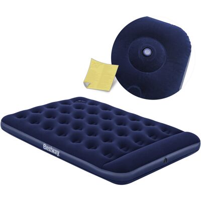 Materac dmuchany welurowy dwuosobowy z pompką, odcienie niebieskiego, 191x137x22 cm Bestway Materac dmuchany welurowy dwuosobowy z pompką, odcienie niebieskiego, 191x137x22 cm Bestway