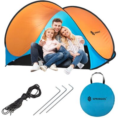 Springos Namiot Samorozkładający Się Pop Up 200 X 120cm Niebiesko Pomarańczowy Springos Namiot Samorozkładający Się Pop Up 200 X 120cm Niebiesko Pomarańczowy