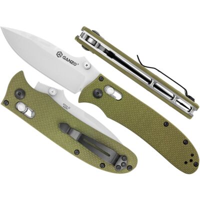 Ganzo G704-GR - ostrze 8,5 cm - zielony G10 - nóż kieszonkowy Ganzo G704-GR - ostrze 8,5 cm - zielony G10 - nóż kieszonkowy
