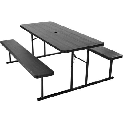 Vevor Stół Piknikowy 180cm Składany Ławki Stalowy Ogród Taras Camping Czarny Vevor Stół Piknikowy 180cm Składany Ławki Stalowy Ogród Taras Camping Czarny