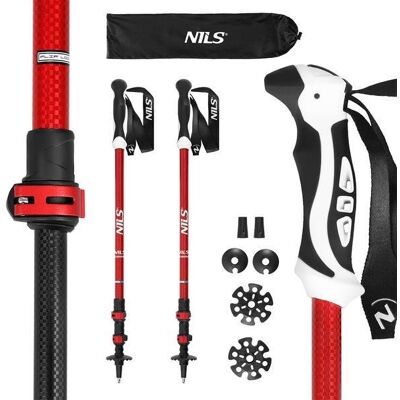 Tk8601 Red Kije Trekkingowe Aluminiowe Nils Tk8601 Red Kije Trekkingowe Aluminiowe Nils