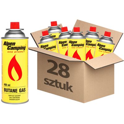 Zestaw KARTUSZ GAZOWY ALPEN CAMPING 400ml 227g 28szt karton zbiorczy Zestaw KARTUSZ GAZOWY ALPEN CAMPING 400ml 227g 28szt karton zbiorczy