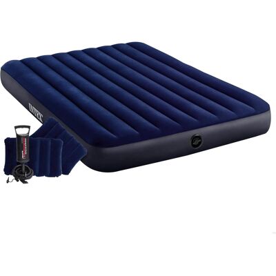 Materac Dmuchany Intex 203x152x25 Cm Fiber-Tech, Granatowy Materac Dmuchany Intex 203x152x25 Cm Fiber-Tech, Granatowy