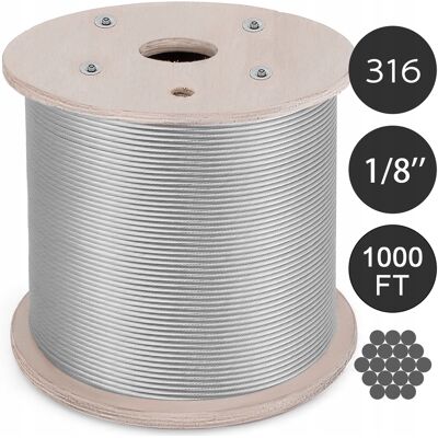 Vevor Lina Stalowa Nierdzewna 316 3,2 Mm Pvc 300 M Linka Stalowa Vevor Lina Stalowa Nierdzewna 316 3,2 Mm Pvc 300 M Linka Stalowa