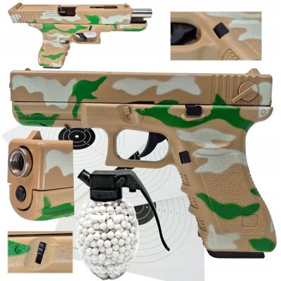 Inny producent GLOCK 17 Replika ASG Pistolet na KULKI wersja wojskowa 6mm+ Granat + Tarcze Inny producent GLOCK 17 Replika ASG Pistolet na KULKI wersja wojskowa 6mm+ Granat + Tarcze